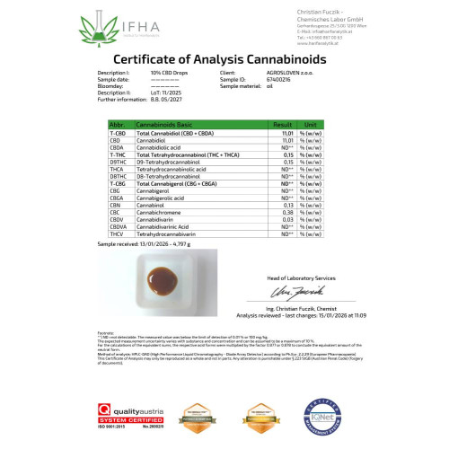 10 % CBD olje Kanabi, polni spekter, 5 ml